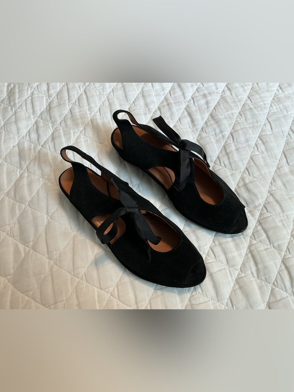 L'Amour Des Pieds Brettany Suede Wedge Sandals Women's 8 Black Open Toe